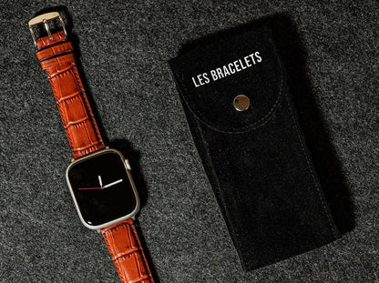 Crocodile-style leather Apple Watch strap