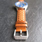 Diamond quilted cognac leather bracelet