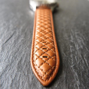 Diamond quilted cognac leather bracelet