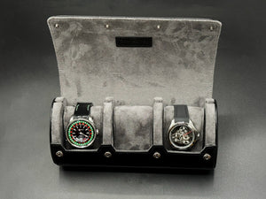 Black leather watch case