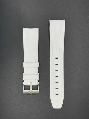 White rubber strap with white stitching for MoonSwatch and Omega watches