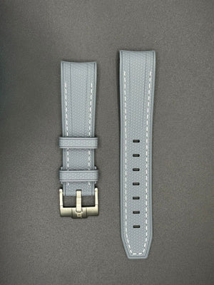 Grey rubber strap with white stitching for MoonSwatch and Omega watches