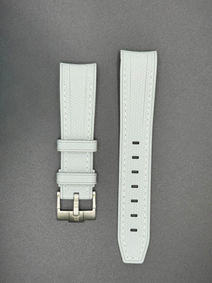 Light gray rubber strap with white stitching for MoonSwatch and Omega watches