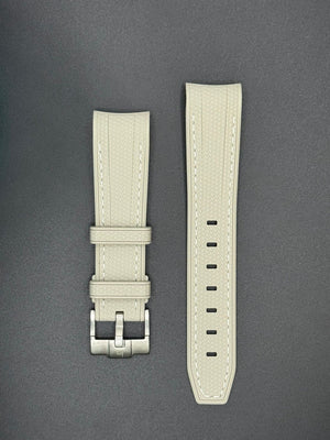 Off-white rubber strap with white stitching for MoonSwatch and Omega watches