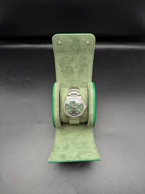 Green leather watch case