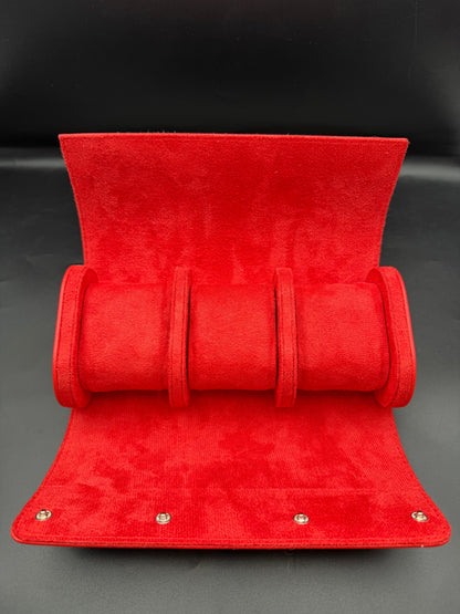 Red leather watch case