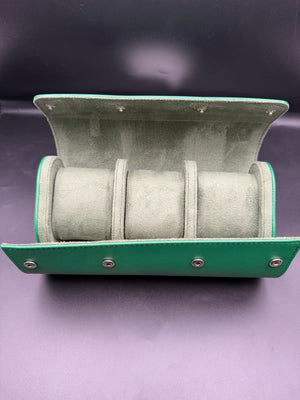 Green leather watch case