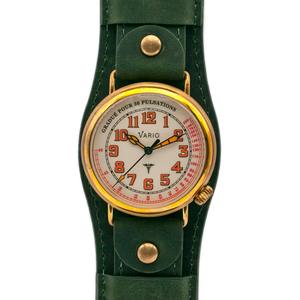 Vario 1918 Medic watch in brass with cream dial and orange luminescent