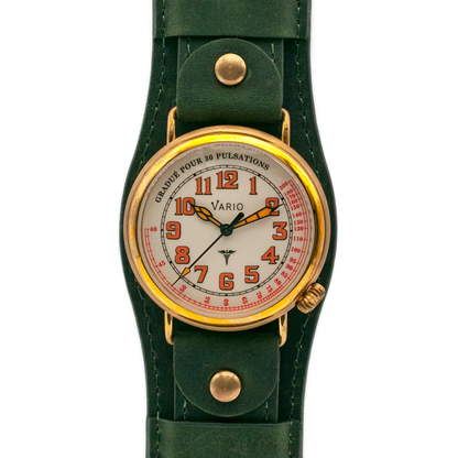 Vario 1918 Medic watch in brass with cream dial and orange luminescent