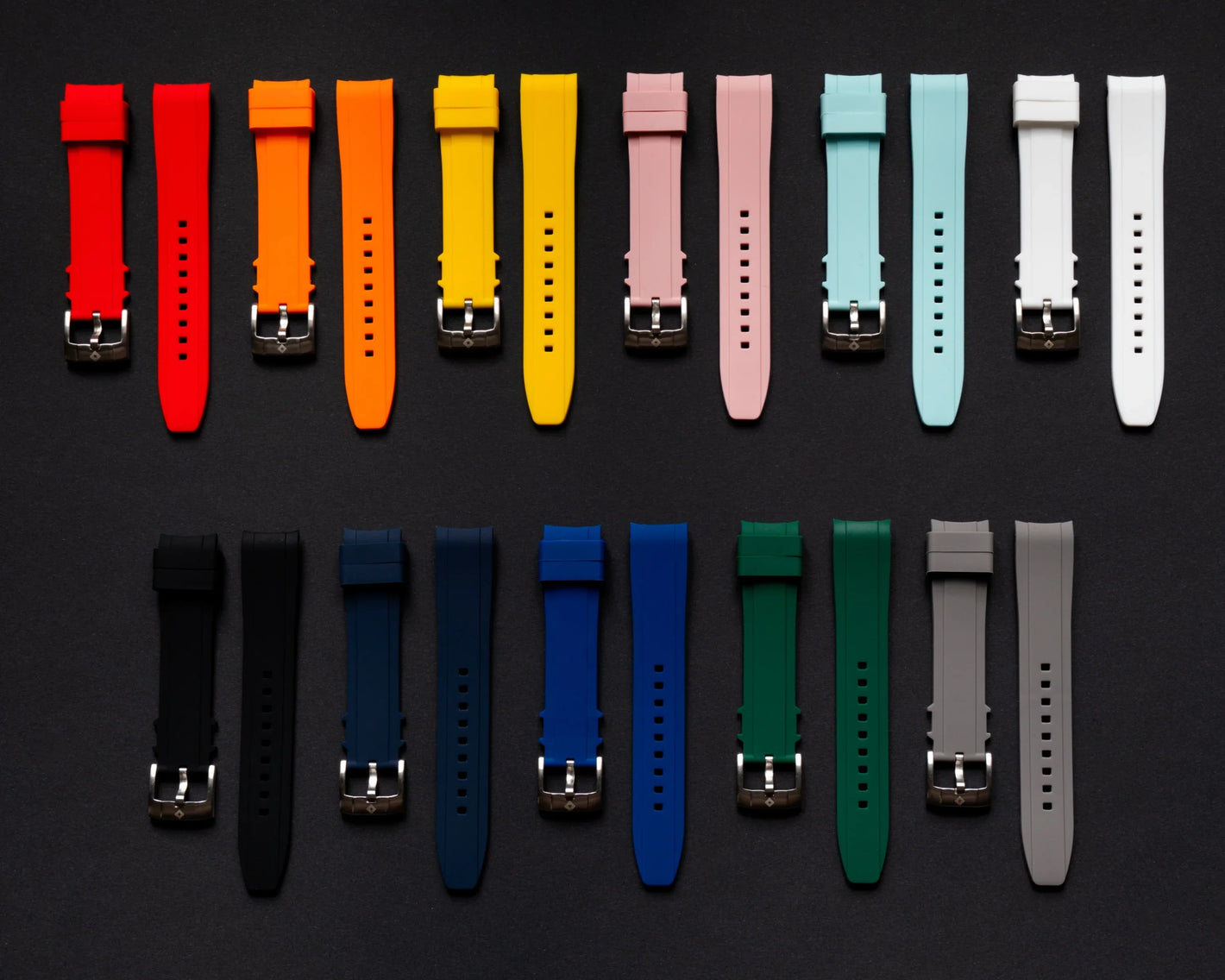 Curved rubber bracelets, pin buckle