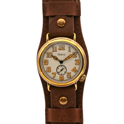 Vario 1918 Trench in brass with cream and orange luminescent dial