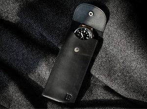 Leather watch pouch