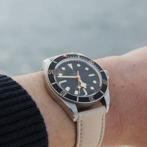 LARMOR PLAGE white linen canvas watch strap