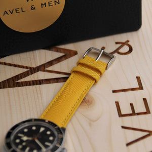 LARMOR PLAGE yellow canvas watch strap