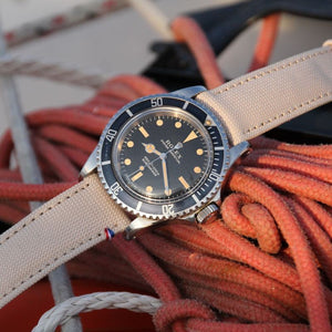 PORT LOUIS White linen canvas watch strap