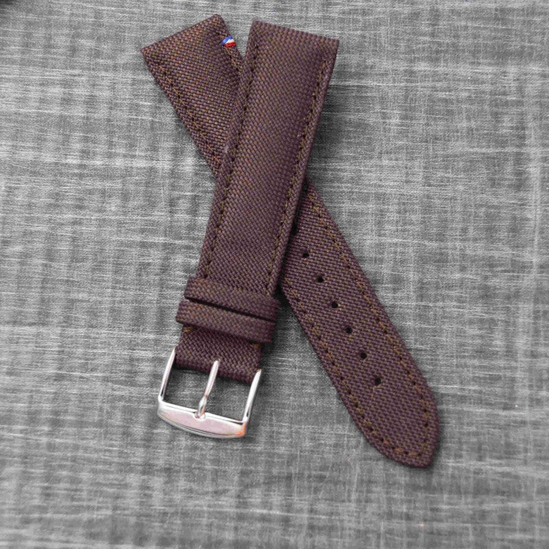 PORT LOUIS brown canvas watch strap