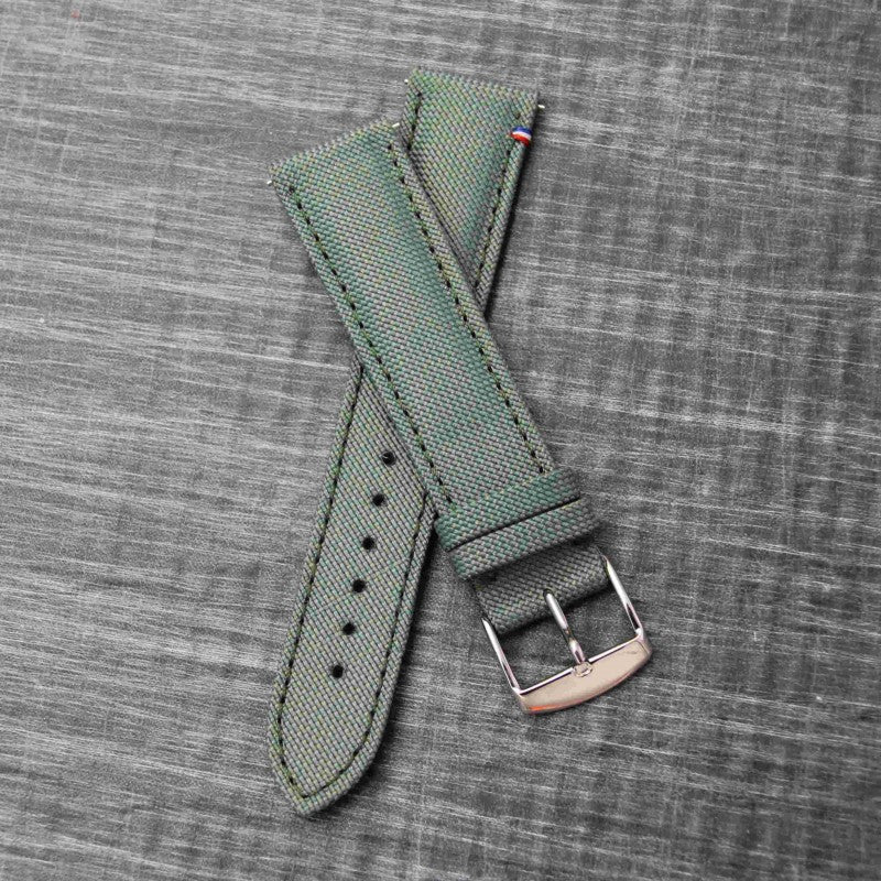 PORT LOUIS storm green canvas watch strap