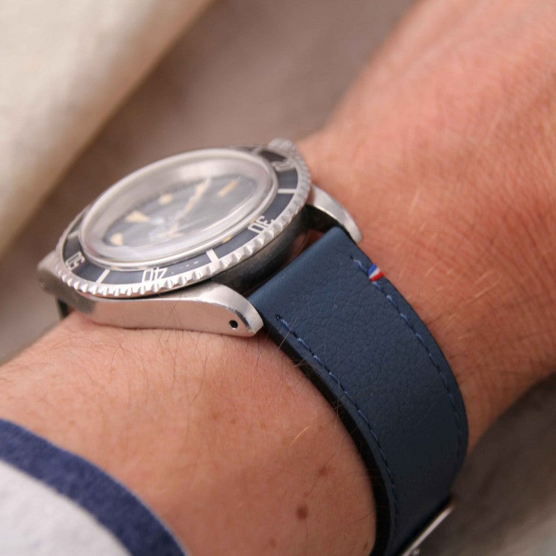 SAINT BRIAC midnight blue leather watch strap