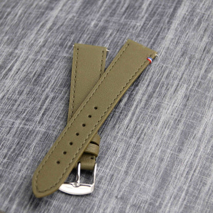 SAINT BRIAC khaki leather watch strap