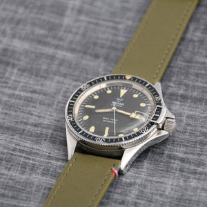 SAINT BRIAC khaki leather watch strap