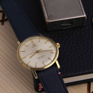 SAINT BRIAC navy leather watch strap