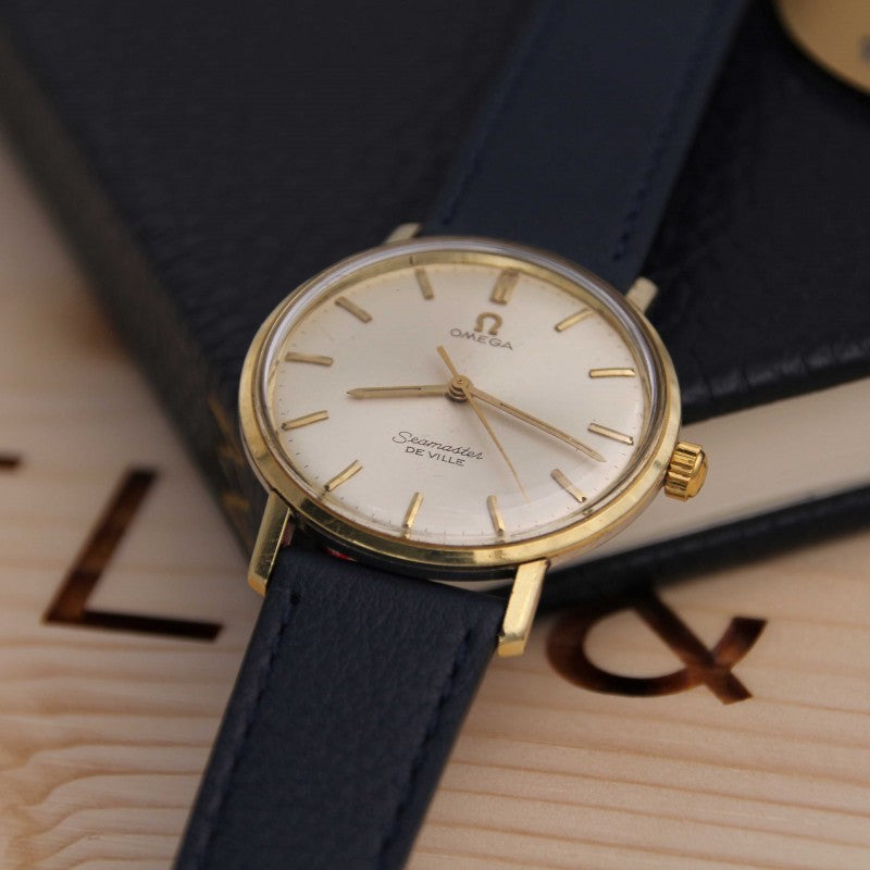 LANCIEUX navy leather watch strap 