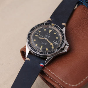 BREST navy leather watch strap 