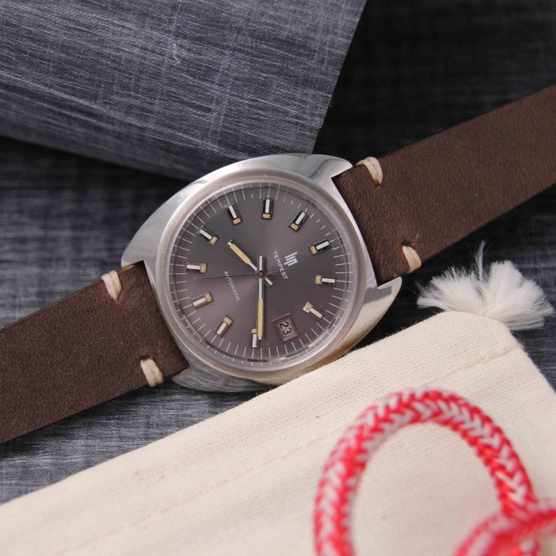 Brown PLOUGASTEL leather watch strap 