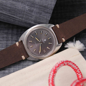 Brown PLOUGASTEL leather watch strap 