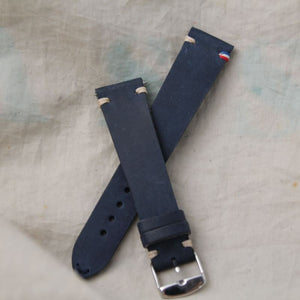 BREST navy leather watch strap 