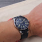 PLOUGASTEL navy leather watch strap 
