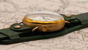 Vario 1918 Medic watch in brass with cream dial and orange luminescent